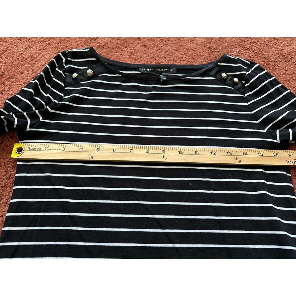 White House Black Market Black White Striped Nautical Long Sleeve Top XS - Picture 7 of 9